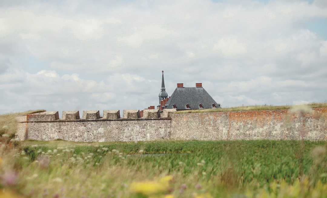 Fortress of Louisbourg stone walls and historic buildings
